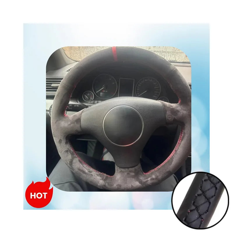 Car Steering Wheel Cover Suede Leather Steering Wrap Cover For Audi A2 8Z A3 8L Sportback A4 B6 Avant A6 C5 A8 D2 TT 8N S3