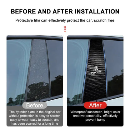 Car Emblem Center Pillar Sticker Auto Door Decorative Stickers For Peugeot 308 408 508 RCZ 208 3008 2008 206 207 307 Car Gadgets