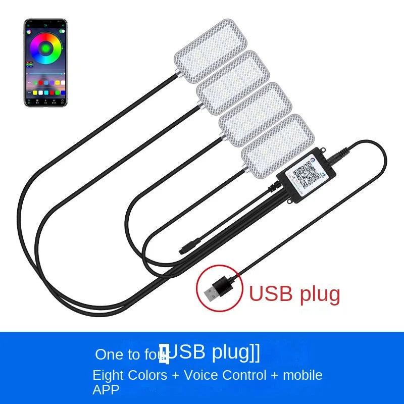 New Neon LED Car Interior Ambient Foot Strip Light Kit Accessories Backlight Remote App Music Control Auto RGB Decorative Lamps
