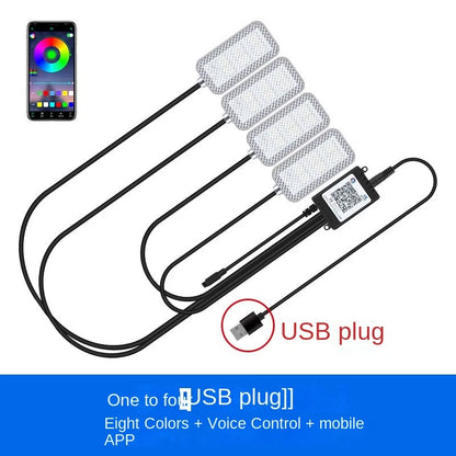New Neon LED Car Interior Ambient Foot Strip Light Kit Accessories Backlight Remote App Music Control Auto RGB Decorative Lamps