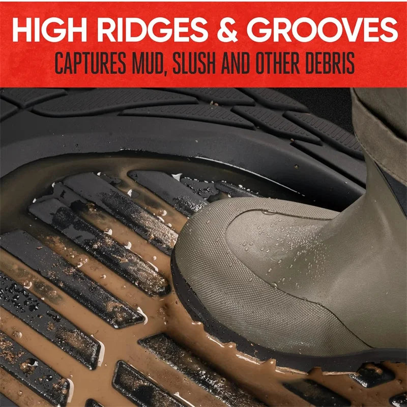 SET/3pcs Universal Car Floor Mats-Deep Dish Heavy Duty Rubber Floor Mats for Car SUV Truck & Van-All Weather Protection