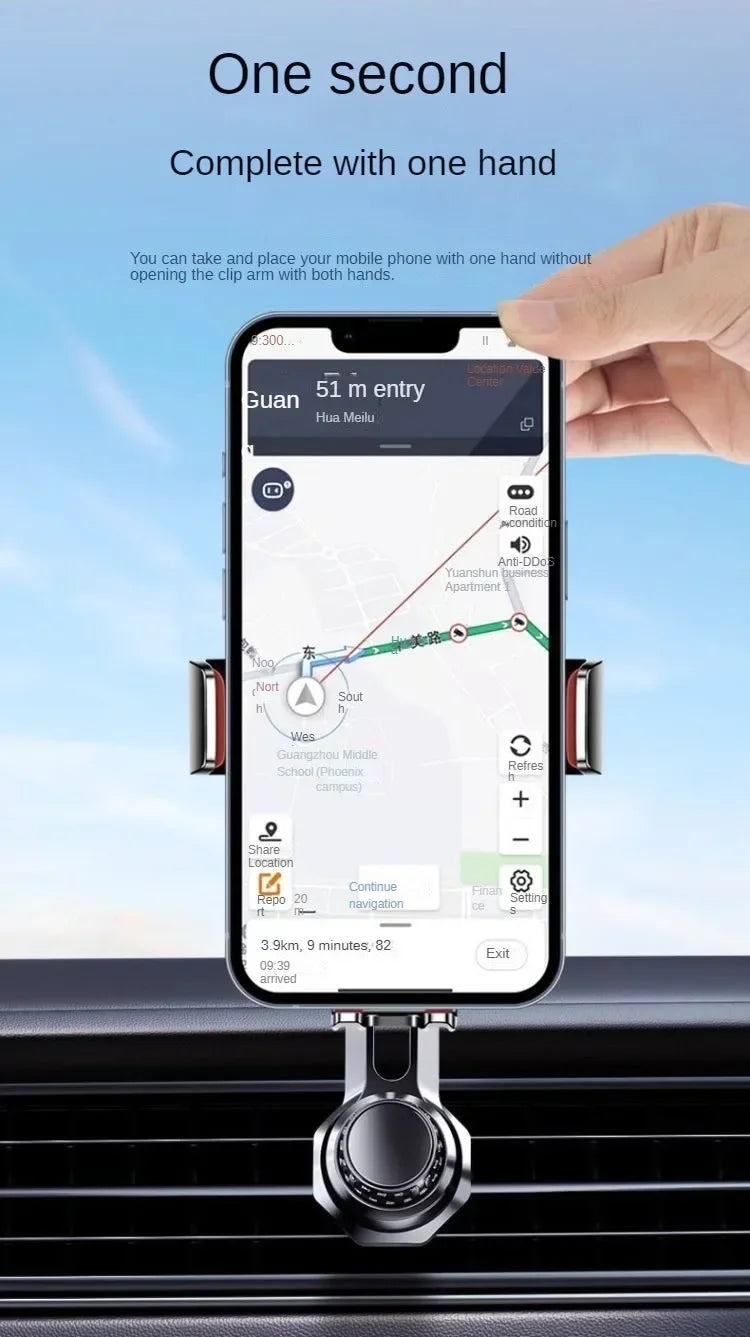 Car Phone Holder New Universal Phone Holder with Hook Clip, Automatic Locking Without Blocking Air Outlet, Car Ventilation