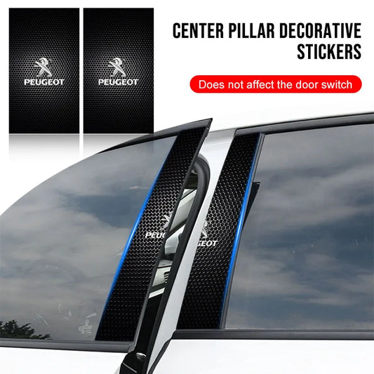 Car Emblem Center Pillar Sticker Auto Door Decorative Stickers For Peugeot 308 408 508 RCZ 208 3008 2008 206 207 307 Car Gadgets