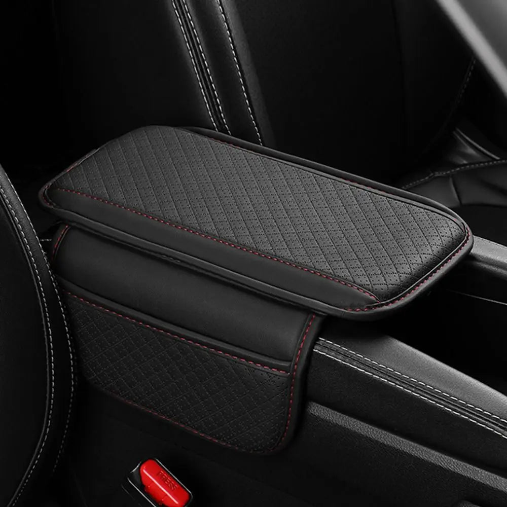 Universal Auto Armrest Pad PU Leather Durable Center Console Cushion with Storage Pocket Waterproof Car Armrest Cover Vehicle