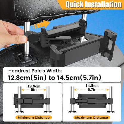 Universal Car Headrest Tablet Mount for IPads, and Cell Phones - Hands-Free Entertainment for Backseat Passengers