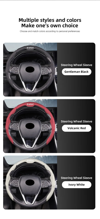 Sporty Steering Wheel Cover Advanced Leather Anti-Slip For Smart EQ Fortwo Forfour 453 451 452 450 454 Roadster Forjeremy
