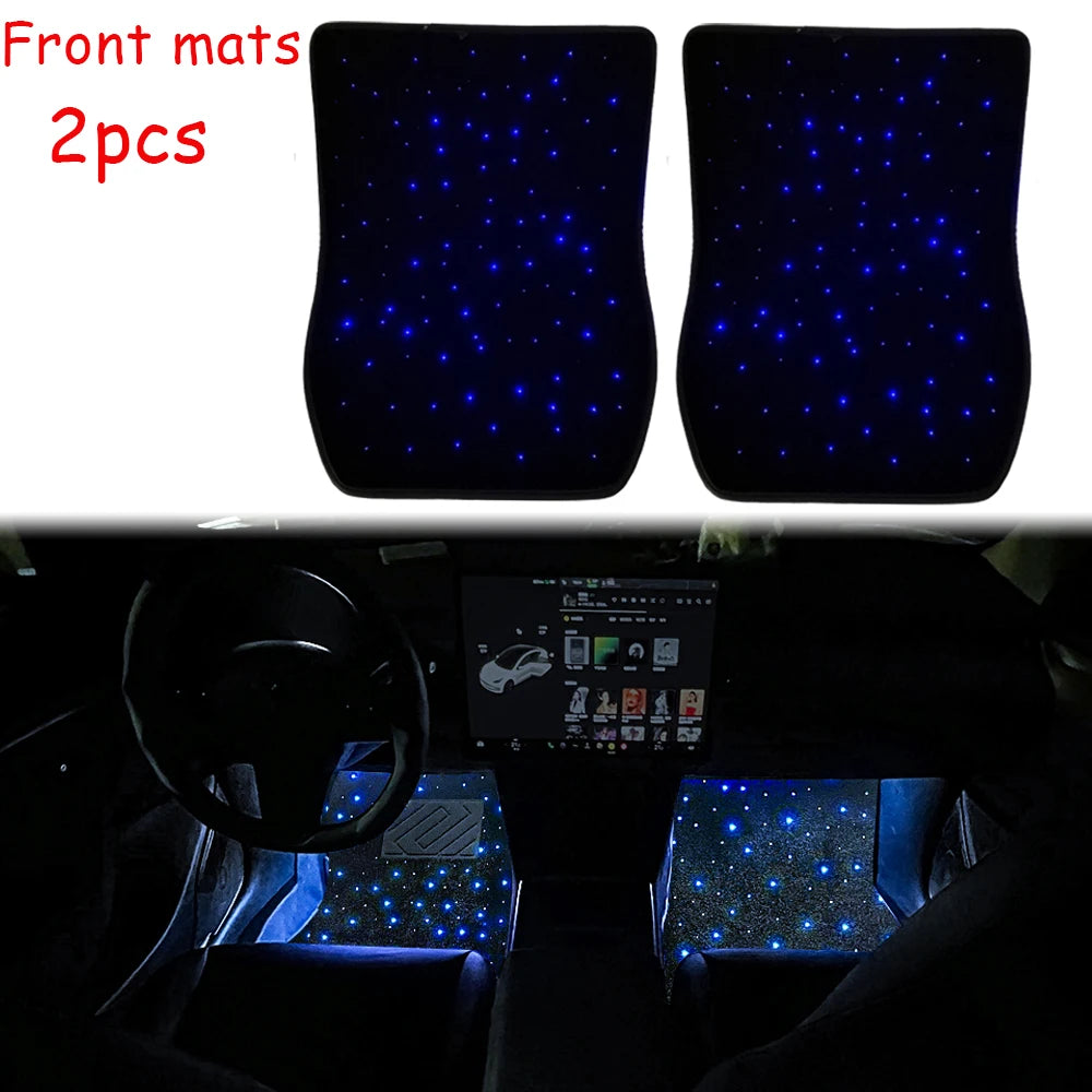 2025 latest illuminated car floor MATS, General Starry Sky car floor MATS, Fiber Starlight car carpet 4-piece set interior modif
