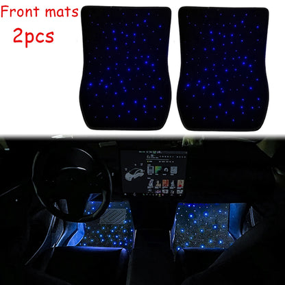 2025 latest illuminated car floor MATS, General Starry Sky car floor MATS, Fiber Starlight car carpet 4-piece set interior modif