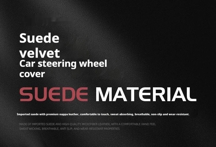 Steering Wheel Cover Suede D Shape Wine Red Four Seasons Breathable Non Slip Sweat Absorbent Comfortable Car Steering Protector