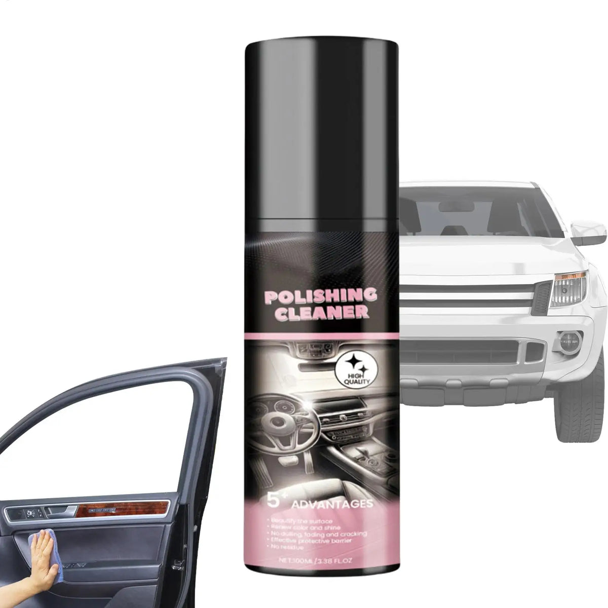 Car Interior Polish & Cleaner Spray 100ml All-Purpose Detailer for Dashboard Leather Plastic Restores Shine & Protects Care Kit