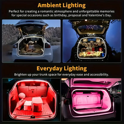 12V Car Trunk LED Strip High-Brightness 2/4M Interior Decoration Wiring Automatic Sensing Tailgate Light Strip Easy Installation