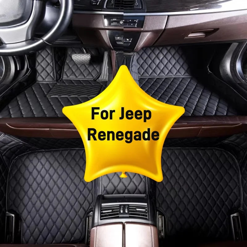 Custom Car Floor Mats For Jeep Renegade 2016 2017 2018 Anti-slip Wear Car Floor Mats Artificial Leather Interior Accessories