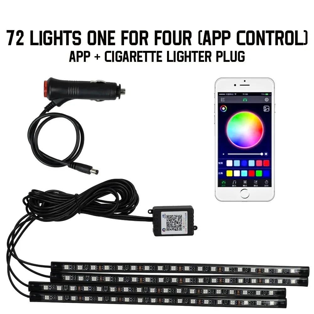 RGB Car Underglow Strip Lights with App Control Waterproof Strip Lights for Cart Boat Decoration LED Exterior Lights Strip DC12V
