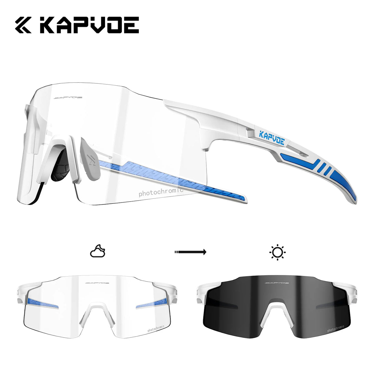 Kapvoe 2026 Photochromic Cycling Sunglasses Rimless Men Running Outdoor Sports Bike Glasses MTB Glasses Eyewear Bicycle Goggles