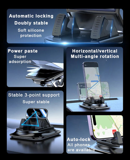 Car Phone Holder with Stable and Anti-Slip Design for Dashboard and Table Use,with Rotatable Landscape and Portrait Adjustment