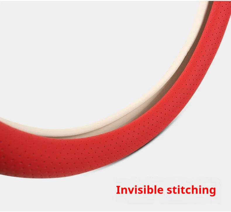 Steering Wheel Cover Breathable Non Slip Nappa Leather All Season Universal For Car Interior Wear Resistant Protective Cover