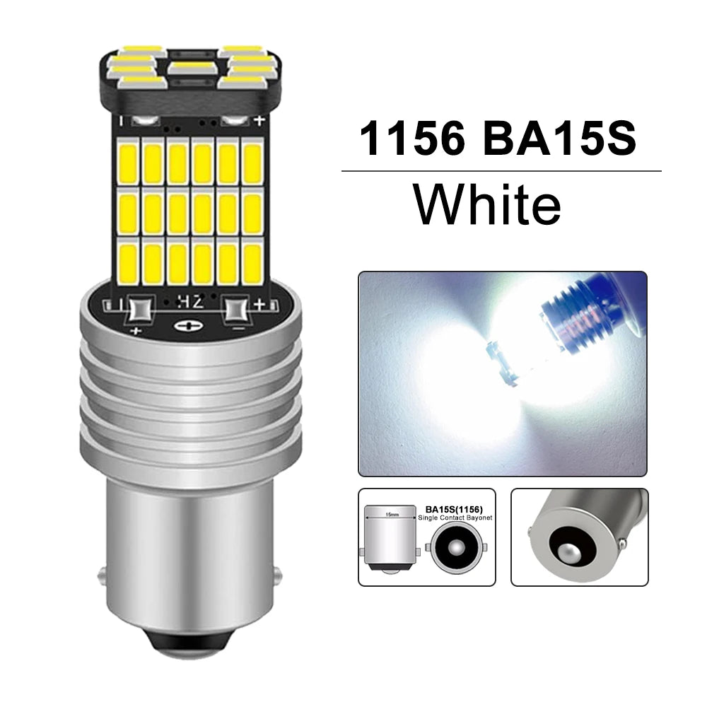 2/4/8 PCS Super Bright 1156 BA15S 1157 BAY15D LED Bulbs 12V 4014-45SMD 6500K White Car Reverse Parking Brake Turn Signal Lights
