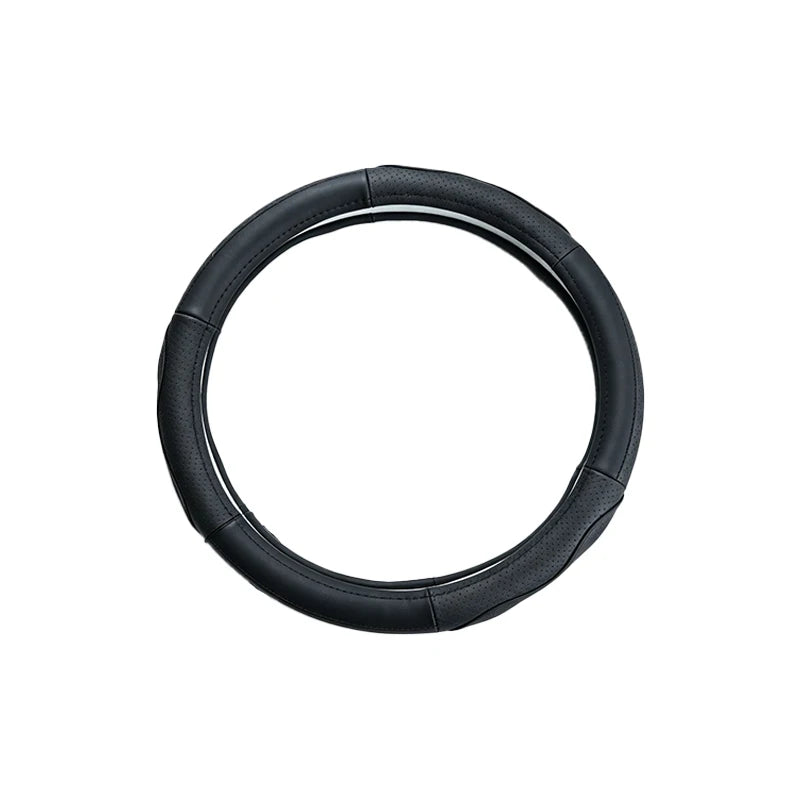 Car Steering Wheel Cover – Black Stitching, 38cm Round Outer Diameter, Anti-Slip & Wear-Resistant, Comfortable Grip