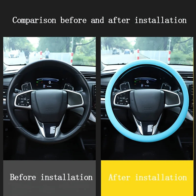 Summer Silicone Car Steering Wheel Cover, Non-Slip Universal Fit for Most Vehicles, Anti-Sweat Driving Accessory