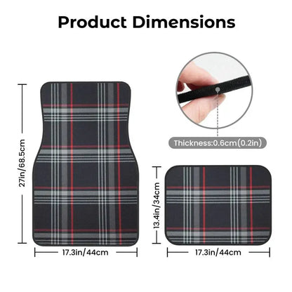 GTI Tartan Car Floor Mats Universal Non-Slip Carpets Rugs Front & Rear Car Foot Mats Set of 4 Pieces Auto Accessories Decoration