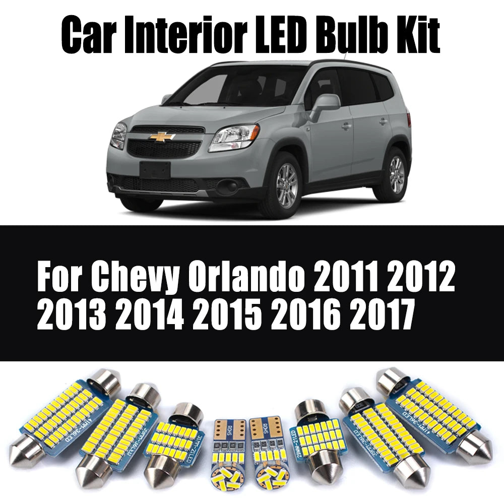 13Pcs LED Interior Dome Trunk Light Kit Canbus For Chevrolet Chevy Orlando 2011 2012 2013 2014 2015 2016 2017 Car Reading Bulbs