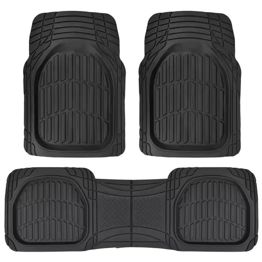 SET/3pcs Universal Car Floor Mats-Deep Dish Heavy Duty Rubber Floor Mats for Car SUV Truck & Van-All Weather Protection