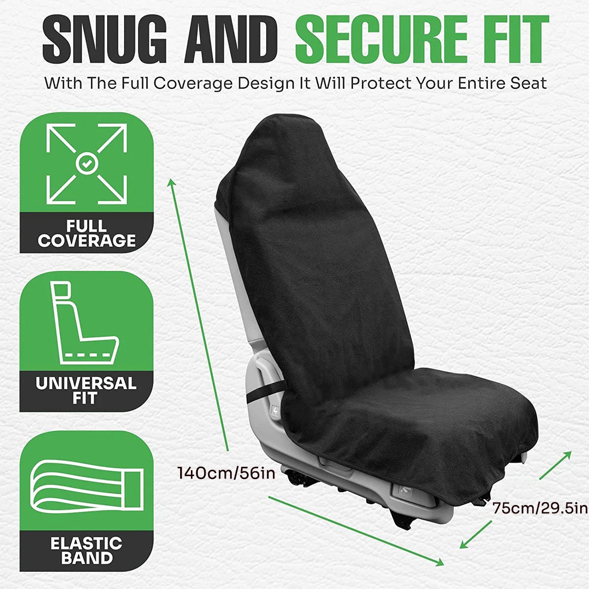 1Pcs Car Seat Cover Universal Auto Breathable Cushion Waterproof Towel Cloth Car Seat Protector with Adjustable Elastic Strap
