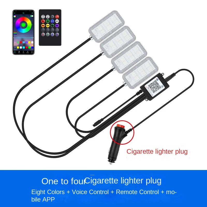 New Neon LED Car Interior Ambient Foot Strip Light Kit Accessories Backlight Remote App Music Control Auto RGB Decorative Lamps