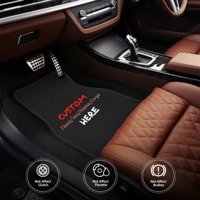 Custom Car Floor Mat Personalized Fit Car Mats with Your Customized Image Name Text 4 Pieces Set Front & Rear Non Slip Foot Mats
