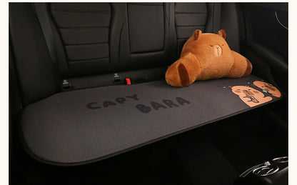 Universal Car Seat Covers Cute Capybara Design Comfortable Breathable Mesh Fabric Four Leaf Clover Pattern for All Seasons