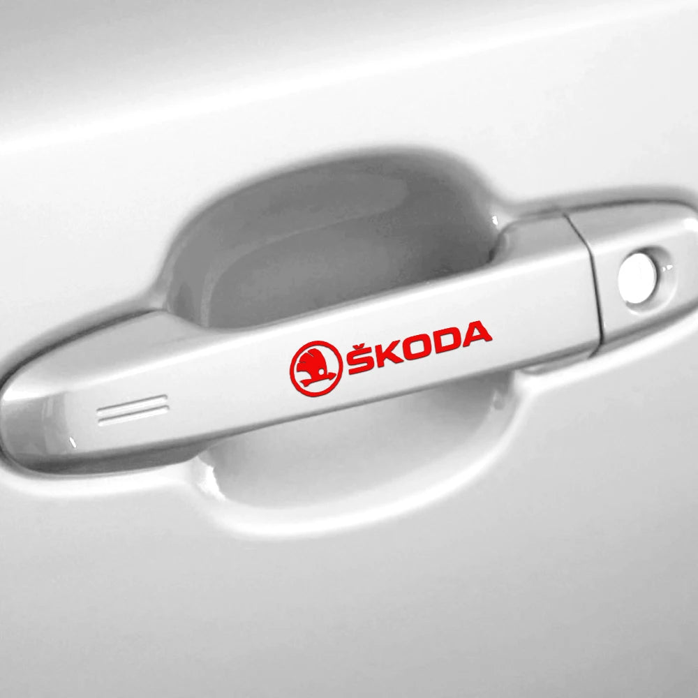 4PCS Car Emblem Exterior Sticker Decal Decoration For Skoda Octavia Rapid Fabia Superb Kodiaq Scala Karoq Kamiq VRS Yeti S VII