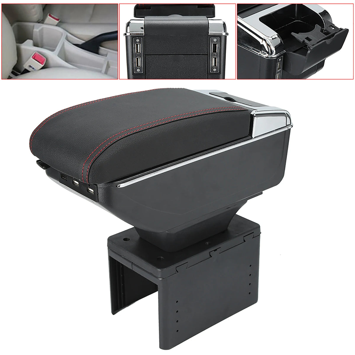 Universal Car Center Console Armrest Box Container Adjustable with USB Interface