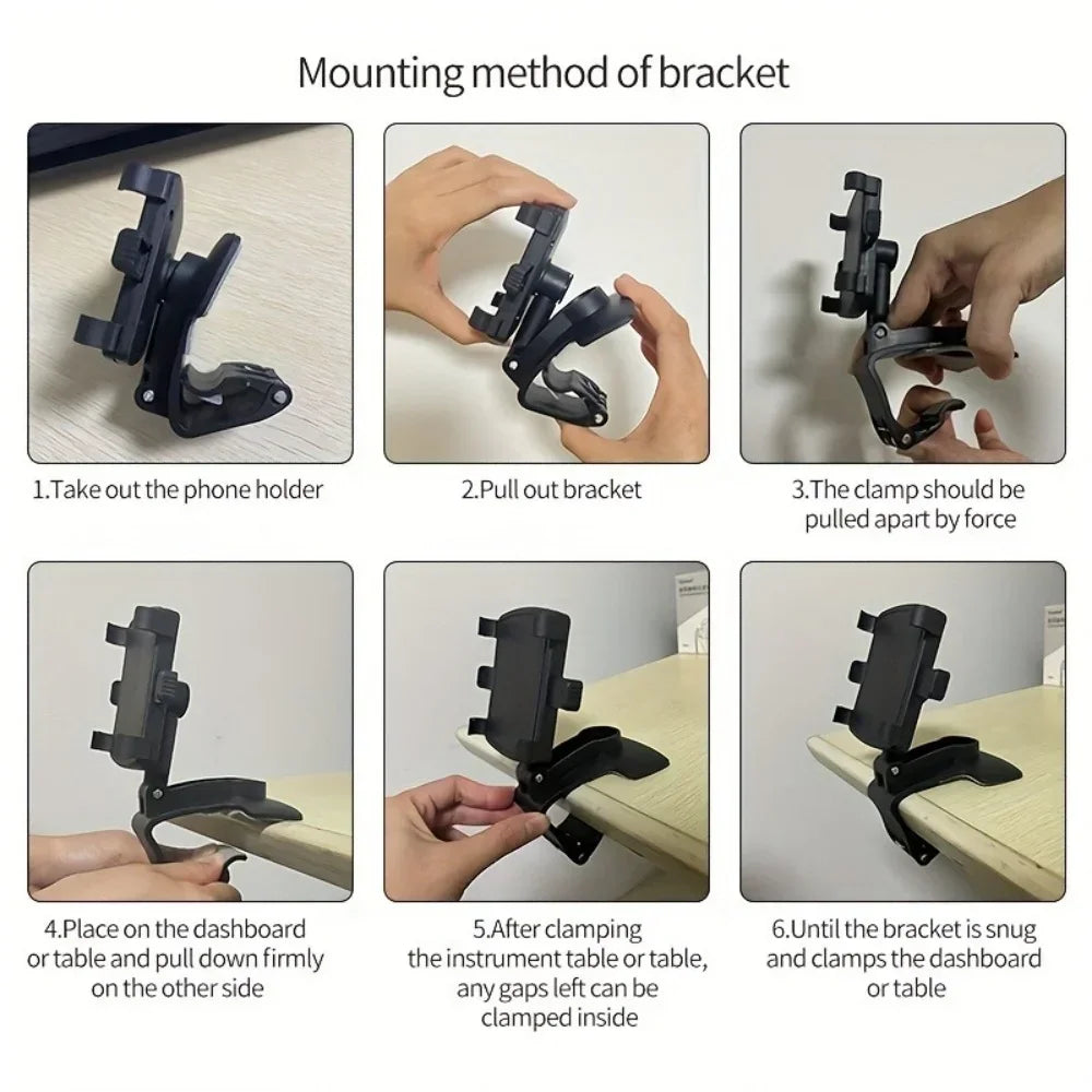 Easy Clip Mount Stand Universal Car Mobile Phone Holder Dashboard Phone Holder Cellphone Stand For GPS Navigation Hanging Holder