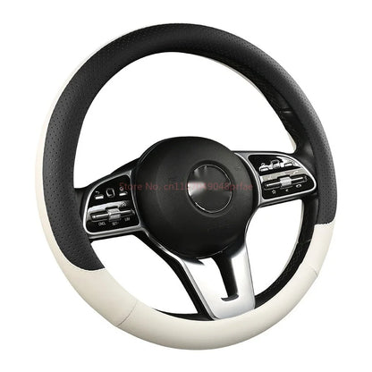 Steering Wheel Cover Breathable Non Slip Nappa Leather All Season Universal For Car Interior Wear Resistant Protective Cover