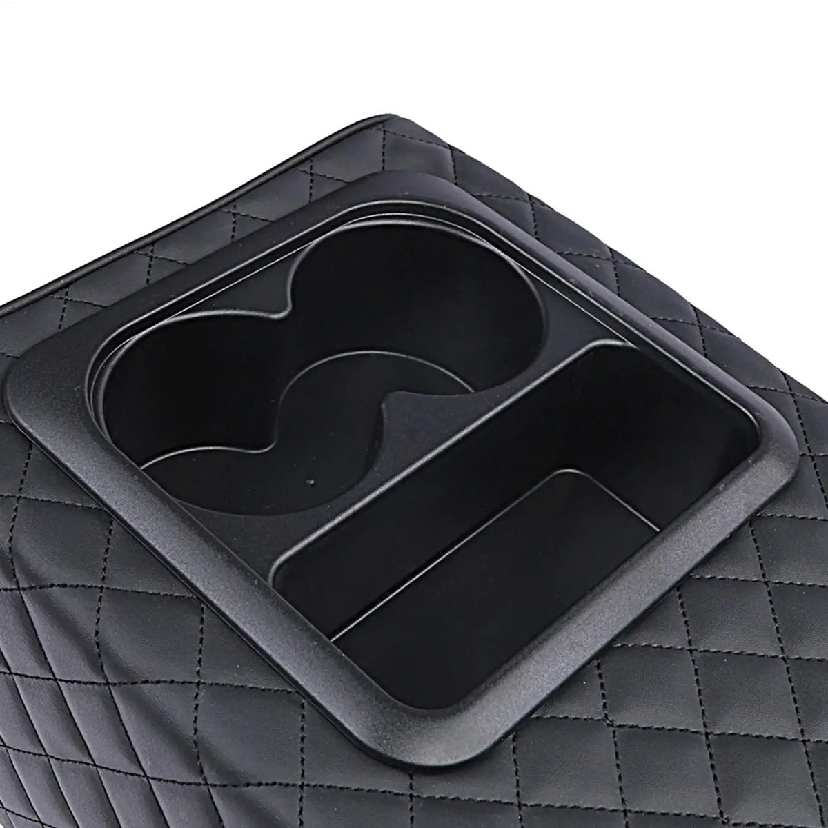 Car Armrest Box Cushion, Auto Center Console Armrest Cushion With 2 Cup Holder PU Leather Armrest Pad Portable Car Amrest