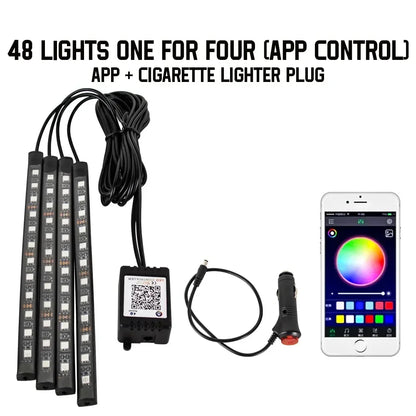 RGB Car Underglow Strip Lights with App Control Waterproof Strip Lights for Cart Boat Decoration LED Exterior Lights Strip DC12V