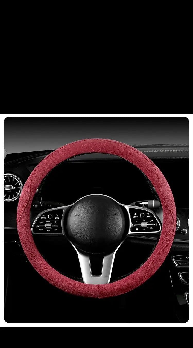 Steering Wheel Cover, Colorful Thread Suede, New Style, Sweat-Absorbent, Non-Slip, Wear-Resistant, Suitable for All Seasons