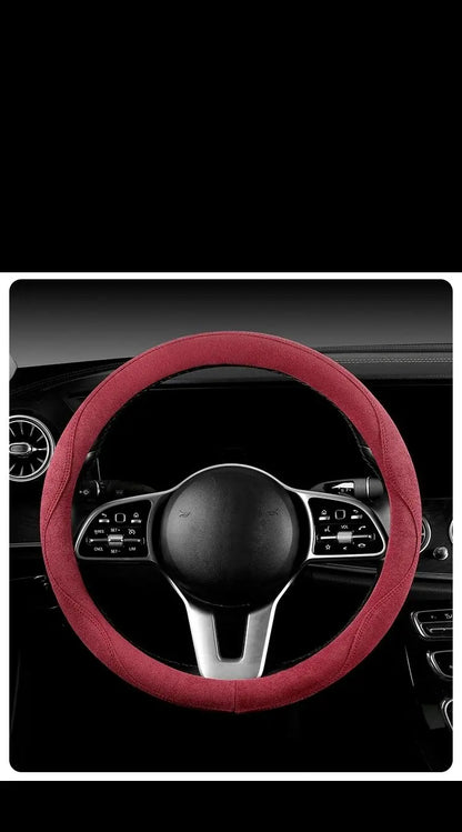 Steering Wheel Cover, Colorful Thread Suede, New Style, Sweat-Absorbent, Non-Slip, Wear-Resistant, Suitable for All Seasons