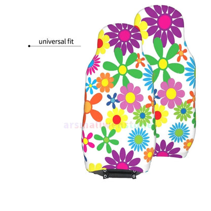 Hippie Flowers Car Seat Cover 2PCS Front Car Seat Cover Seat Anti Fouling Protective Cover Cute Car Accessories
