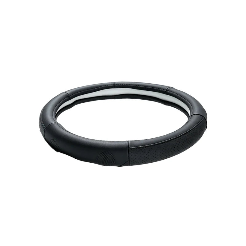 Car Steering Wheel Cover – Black Stitching, 38cm Round Outer Diameter, Anti-Slip & Wear-Resistant, Comfortable Grip