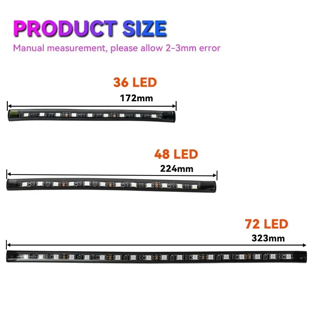 RGB Car Underglow Strip Lights with App Control Waterproof Strip Lights for Cart Boat Decoration LED Exterior Lights Strip DC12V