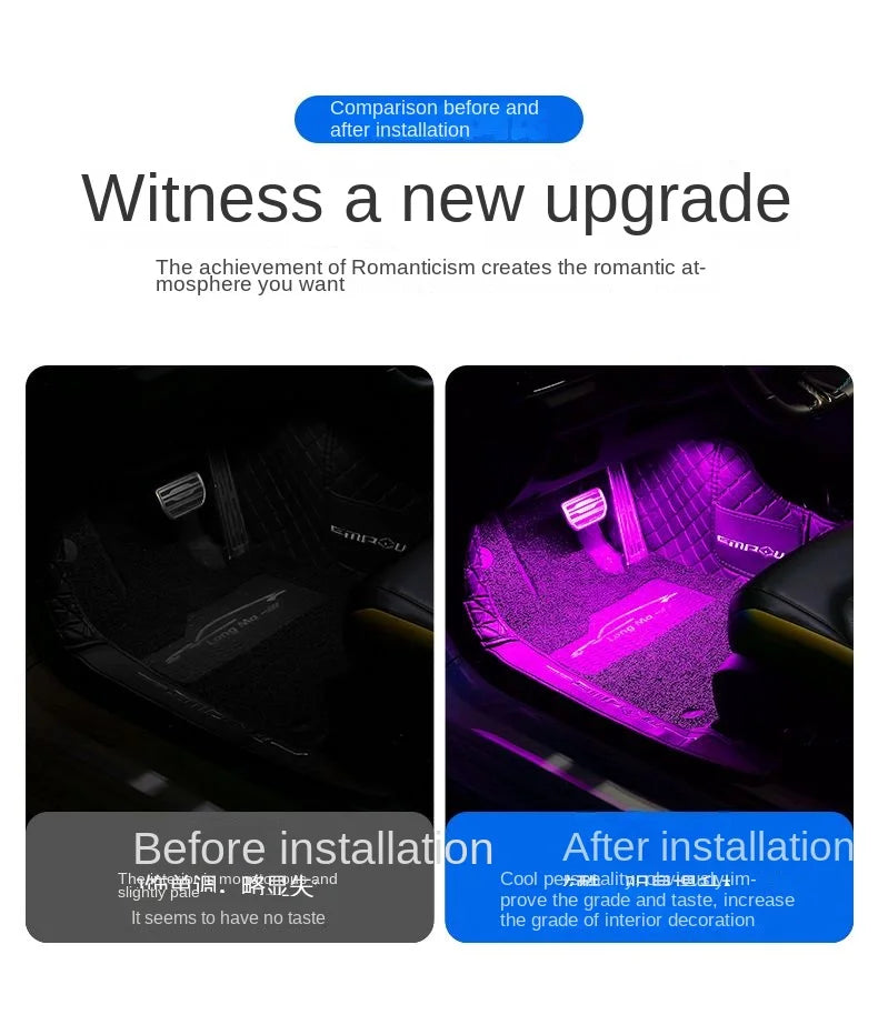 New Neon LED Car Interior Ambient Foot Strip Light Kit Accessories Backlight Remote App Music Control Auto RGB Decorative Lamps