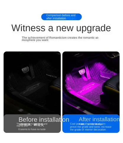 New Neon LED Car Interior Ambient Foot Strip Light Kit Accessories Backlight Remote App Music Control Auto RGB Decorative Lamps