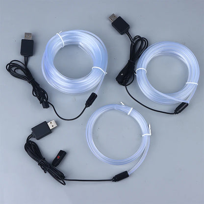 RGB Car Interior LED Light Strip Ambient Neon Invisible Light USB Fiber Optic Atmosphere Lamp Support Control Colorful