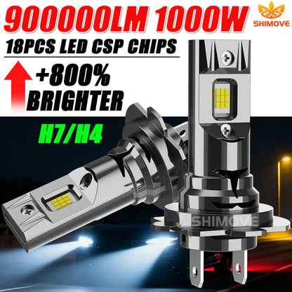 H7 H4 LED CANBUS Bulb 900000LM Ultra Powerful Led Light for Car Super Bright Wireless Automobile Motorcycle Diode Headlight Lamp