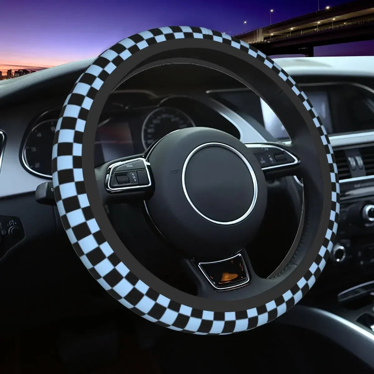 Ten color checkerboard pattern car steering wheel cover Universal 15-inch steering wheel cover