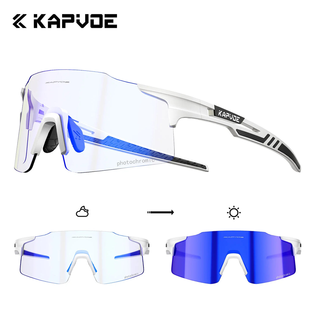 Kapvoe 2026 Photochromic Cycling Sunglasses Rimless Men Running Outdoor Sports Bike Glasses MTB Glasses Eyewear Bicycle Goggles