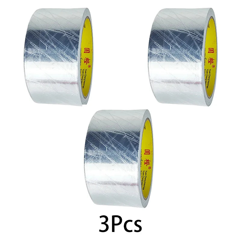 1 Roll High Temperature Resistant Aluminum Foil Tape, Waterproof and Oil-Proof, Flame-Retardant and Sun-Proof, Hand-Tearable