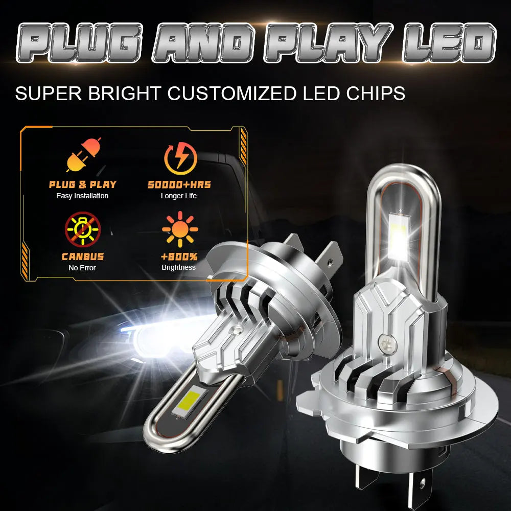 Lâmpada LED H7/H4 Plug and Play 6000K - com Ventoinha