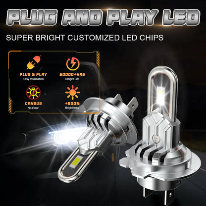 Lâmpada LED H7/H4 Plug and Play 6000K - com Ventoinha
